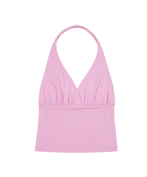 WAVEGIRL（ウェーブガール）の「Coco Halter Sleeveless Top (6Color)（Tシャツ/カットソー・レディース・ブラック/PINK/ライトグリーン/アイボリー/レッド/ライトグレー・FREE）」の5枚目の写真