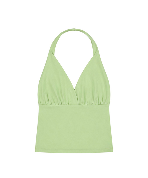 WAVEGIRL（ウェーブガール）の「Coco Halter Sleeveless Top (6Color)（Tシャツ/カットソー・レディース・ブラック/PINK/ライトグリーン/アイボリー/レッド/ライトグレー・FREE）」の4枚目の写真
