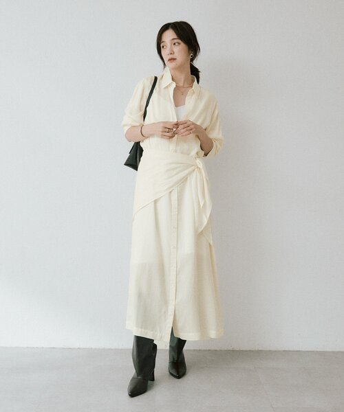 RIVE DROITE（リヴドロワ）の「ストール付ロングシャツワンピース（ワンピース・レディース・グレー系その他/イエロー・38/36）」の13枚目の写真
