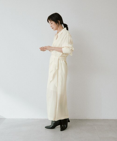 RIVE DROITE（リヴドロワ）の「ストール付ロングシャツワンピース（ワンピース・レディース・グレー系その他/イエロー・38/36）」の14枚目の写真