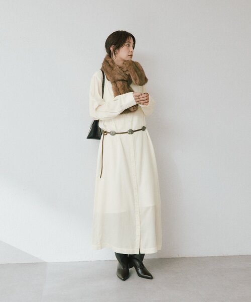 RIVE DROITE（リヴドロワ）の「ストール付ロングシャツワンピース（ワンピース・レディース・グレー系その他/イエロー・38/36）」の19枚目の写真