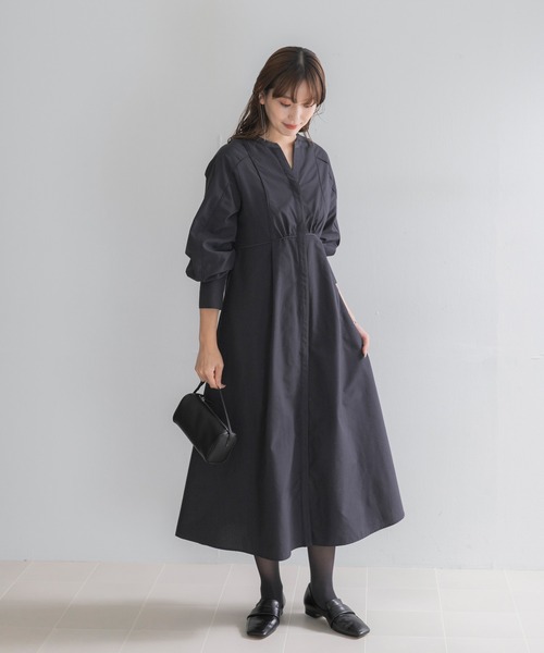 URBAN RESEARCH ROSSO WOMEN(アーバンリサーチ ロッソ)の「『一部WEB限定カラー』バイカラーチェックナローワンピース(ワンピース・レディース・ブラウン/ネイビー・FREE)」の2枚目の写真