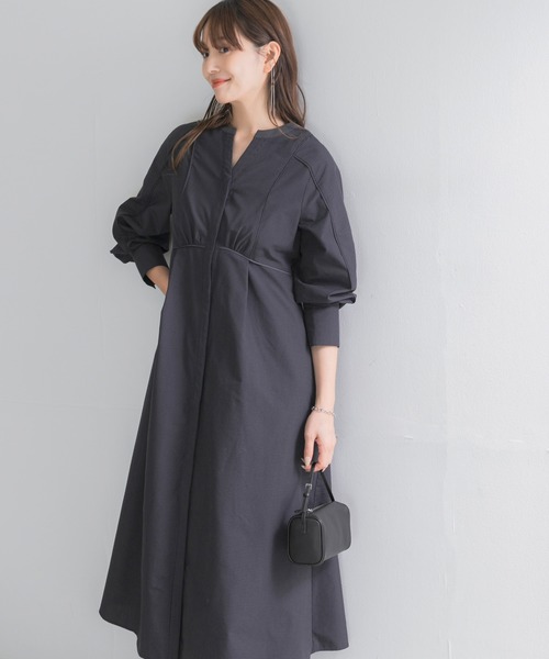 URBAN RESEARCH ROSSO WOMEN(アーバンリサーチ ロッソ)の「『一部WEB限定カラー』バイカラーチェックナローワンピース(ワンピース・レディース・ブラウン/ネイビー・FREE)」の9枚目の写真