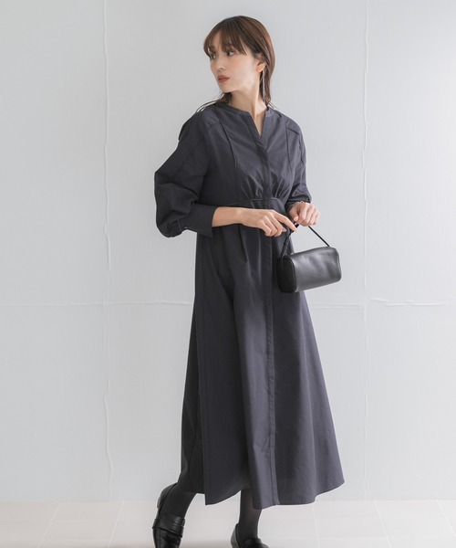 URBAN RESEARCH ROSSO WOMEN(アーバンリサーチ ロッソ)の「『一部WEB限定カラー』バイカラーチェックナローワンピース(ワンピース・レディース・ブラウン/ネイビー・FREE)」の10枚目の写真