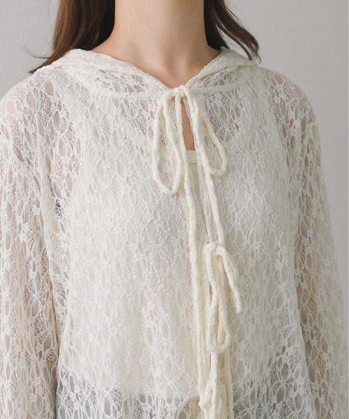 31 Sons de mode（トランテアン　ソン　ドゥ　モード）の「2026秋冬新作 フロントリボンシアーレースフーディー（パーカー・レディース・ブラック/アイボリー・ﾌﾘ-）」の16枚目の写真
