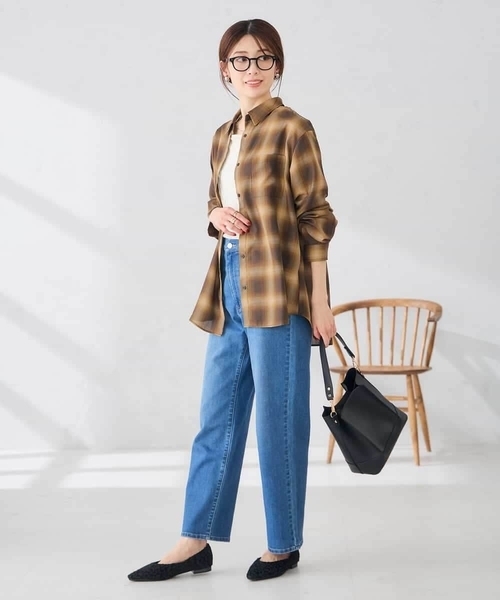 a.v.v（アーヴェヴェ）の「オンブレーチェックシャツ（シャツ/ブラウス・レディース・ブラック/ブラウン・39）」の6枚目の写真
