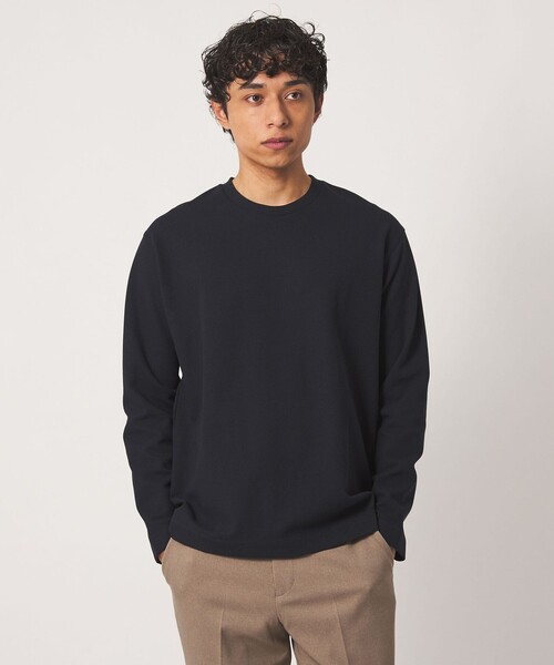 A DAY IN THE LIFE UNITED ARROWS（アデイインザライフユナイテッドアローズ）の「シャイニー パールニット リラックスカットソー＜A DAY IN THE LIFE＞（Tシャツ/カットソー・メンズ・ネイビー/ダークブラウン/オフホワイト・L/XL/M）」の4枚目の写真