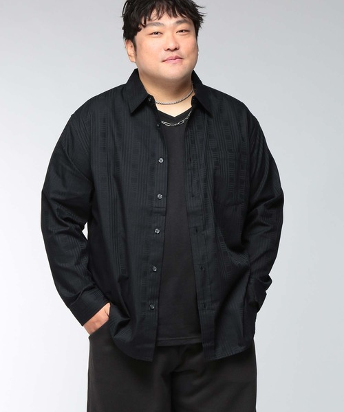 SAKAZEN(サカゼン)の「シャツ 長袖 Tシャツ半袖 メンズ 大きいサイズ インナーTシャツ付き ドビーアンサンブルシャツ LOUIS CHAVLON (ルイシャブロン)(アンサンブル・メンズ・ブラック/ホワイト・3L/5L/4L)」の1枚目の写真