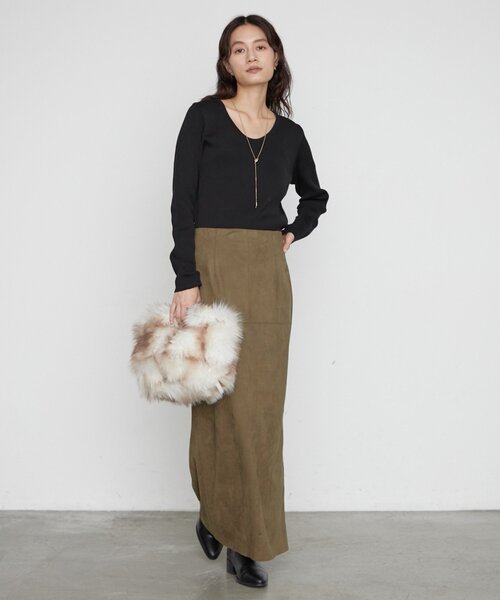 LOUNGEDRESS(ラウンジドレス)の「【JAPAN MADE】フェイクスウェードタイトスカート(スカート・レディース・カーキ/アイボリー・36/38)」の18枚目の写真