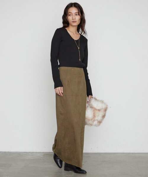 LOUNGEDRESS(ラウンジドレス)の「【JAPAN MADE】フェイクスウェードタイトスカート(スカート・レディース・カーキ/アイボリー・36/38)」の19枚目の写真