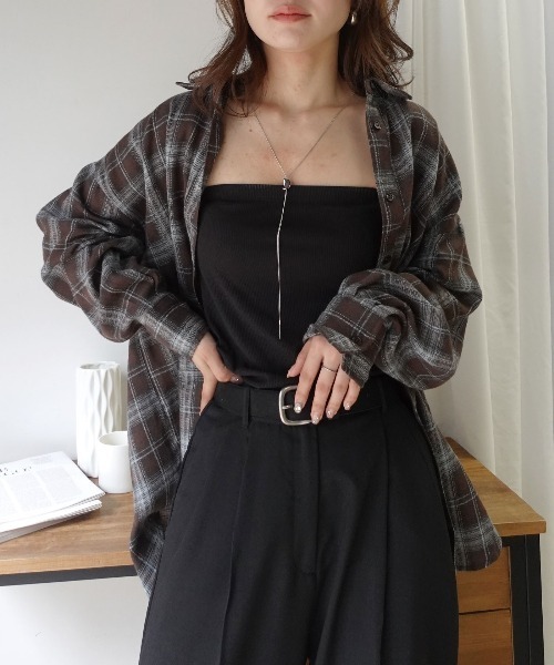 CORNERS(コーナーズ)の「3wayアレンジチェックシャツ(シャツ/ブラウス・レディース・ブラック/ブラウン/ブルー・M)」の9枚目の写真