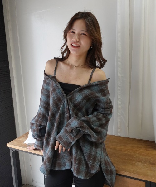 CORNERS(コーナーズ)の「3wayアレンジチェックシャツ(シャツ/ブラウス・レディース・ブラック/ブラウン/ブルー・M)」の11枚目の写真