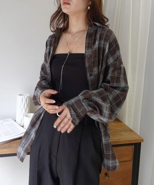CORNERS(コーナーズ)の「3wayアレンジチェックシャツ(シャツ/ブラウス・レディース・ブラック/ブラウン/ブルー・M)」の16枚目の写真