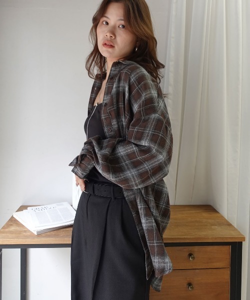 CORNERS(コーナーズ)の「3wayアレンジチェックシャツ(シャツ/ブラウス・レディース・ブラック/ブラウン/ブルー・M)」の17枚目の写真