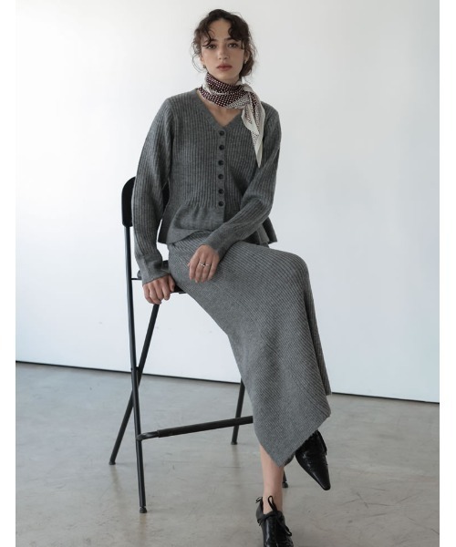Re:EDIT（リエディ）の「[2026AW PRE ORDER][低身長サイズ有]アルパカタッチリブニットナロータイトスカート（スカート・レディース・ブラック/グレー/アイボリー/ブラウン・AM/MEDIUM/LARGE）」の12枚目の写真