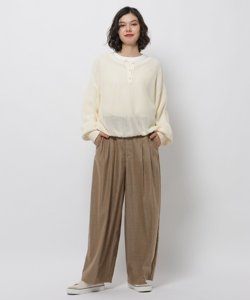 niko and...(ニコアンド)の「ネップタックワイドパンツ(スラックス・レディース・ダークブラウン/キャメル・LARGE/MEDIUM)」の11枚目の写真