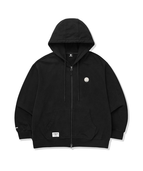 LIFE WORK(ライフワーク)の「オンライン専用) 公用) ニューコインワッペンオーバーサイズフードジップアップ(パーカー・レディース・ライトグレー/ブラック・MEDIUM/LARGE/X-LARGE)」の2枚目の写真