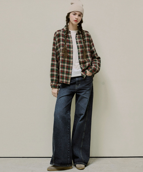 SLOWLOLLI（スローローリ）の「ステッチカラー ウォッシュドチェックシャツ - グリーン（シャツ/ブラウス・レディース・グリーン・FREE）」の3枚目の写真