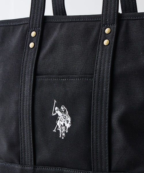 U.S. POLO ASSN.（ユーエスポロアッスン）の「【U.S. POLO ASSN./ユーエスポロアッスン】【不動の人気を誇るキャンバストートバッグ】 リバイバルトート Mサイズ 綿100% ベーシックデザイン 天ファスナー 内ポケット 型崩れしにくい マチあり デイリーユース USPA-2651（トートバッグ・レディース・オフホワイト/ダークブルー・FREE）」の20枚目の写真
