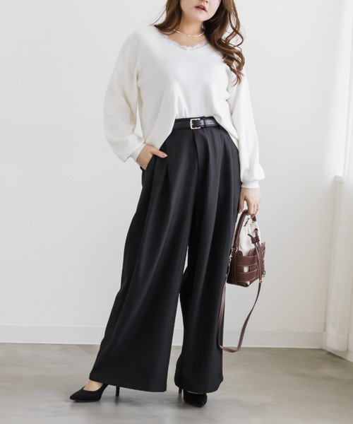 CLETTE(クレット)の「ワイドパンツ(その他パンツ・レディース・グレー/ブラック/ライトベージュ・LL/4L/3L)」の6枚目の写真