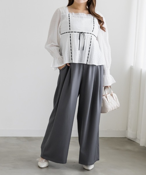 CLETTE(クレット)の「ワイドパンツ(その他パンツ・レディース・グレー/ブラック/ライトベージュ・LL/4L/3L)」の10枚目の写真