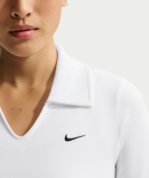 NIKE(ナイキ)の「ナイキ スポーツウェア ウィメンズ タイト ロングスリーブ クロップド ポロ / Nike Sportswear Women's Tight Long-Sleeve Cropped Polo IU0733-100 White(ポロシャツ・レディース・ホワイト・XL/S/M/L/XS)」の5枚目の写真