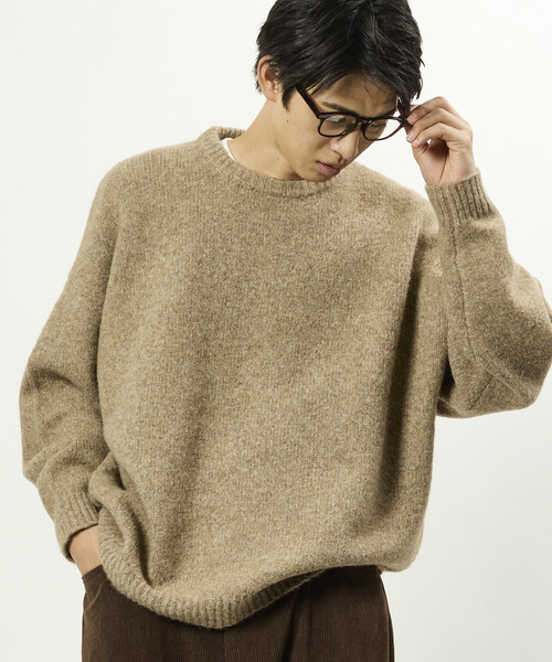 FREAK'S STORE(フリークスストア)の「限定展開 ウールブレンド ニット クルーネック プルオーバー(ニット/セーター・メンズ・ブラック/ベージュ/サックスブルー/チャコールグレー・MEDIUM/LARGE)」の3枚目の写真