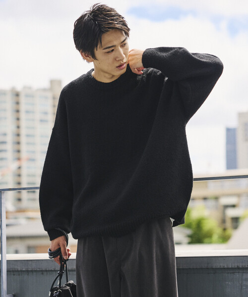 FREAK'S STORE(フリークスストア)の「限定展開 ウールブレンド ニット クルーネック プルオーバー(ニット/セーター・メンズ・ブラック/ベージュ/サックスブルー/チャコールグレー・MEDIUM/LARGE)」の18枚目の写真