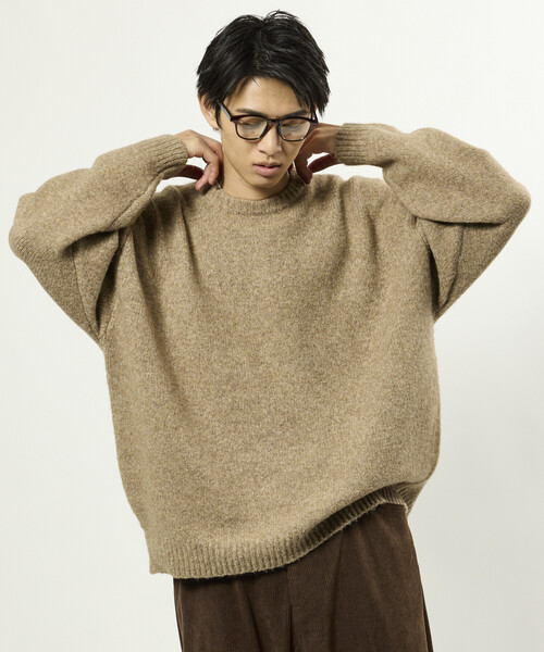 FREAK'S STORE(フリークスストア)の「限定展開 ウールブレンド ニット クルーネック プルオーバー(ニット/セーター・メンズ・ブラック/ベージュ/サックスブルー/チャコールグレー・MEDIUM/LARGE)」の11枚目の写真
