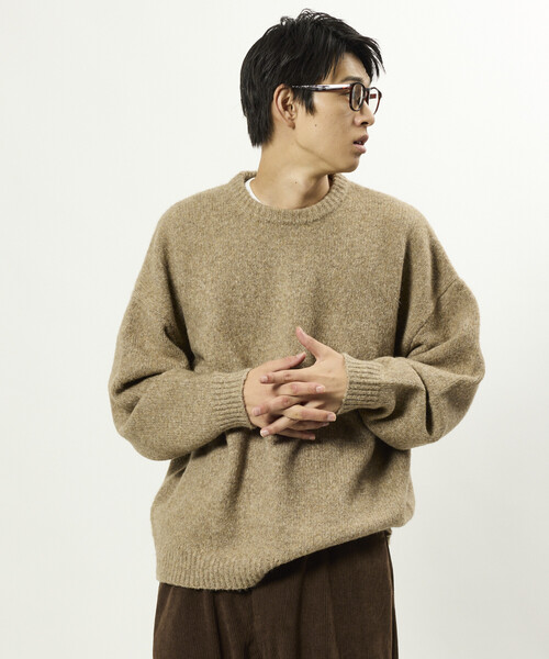 FREAK'S STORE(フリークスストア)の「限定展開 ウールブレンド ニット クルーネック プルオーバー(ニット/セーター・メンズ・ブラック/ベージュ/サックスブルー/チャコールグレー・MEDIUM/LARGE)」の12枚目の写真