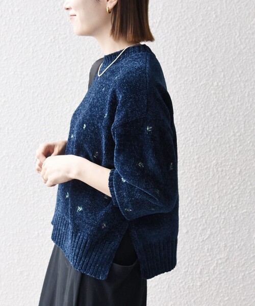 SHIPS any(シップス エニィ)の「〈手洗い可能〉フラワー 刺繍 クルーネック プルオーバー(ニット/セーター・レディース・ブラウン/ネイビー・ONE SIZE)」の14枚目の写真