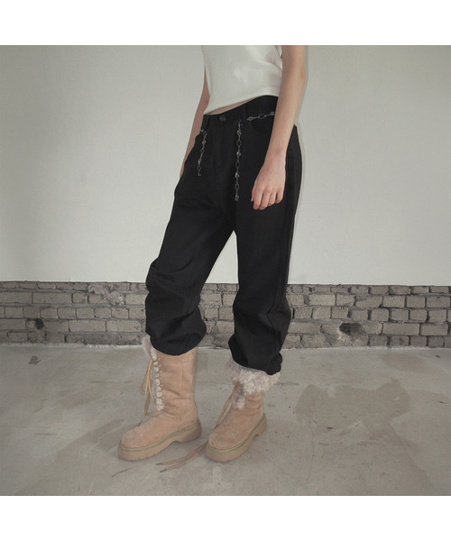 TWEE（トゥウィー）の「ペレット ベーシック セミワイド ロングパンツ（その他パンツ・レディース・ブラック/ブラウン/アイボリー・SMALL/MEDIUM/LARGE）」の2枚目の写真