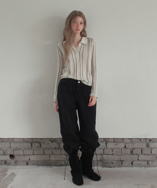 TWEE（トゥウィー）の「ペレット ベーシック セミワイド ロングパンツ（その他パンツ・レディース・ブラック/ブラウン/アイボリー・SMALL/MEDIUM/LARGE）」の7枚目の写真