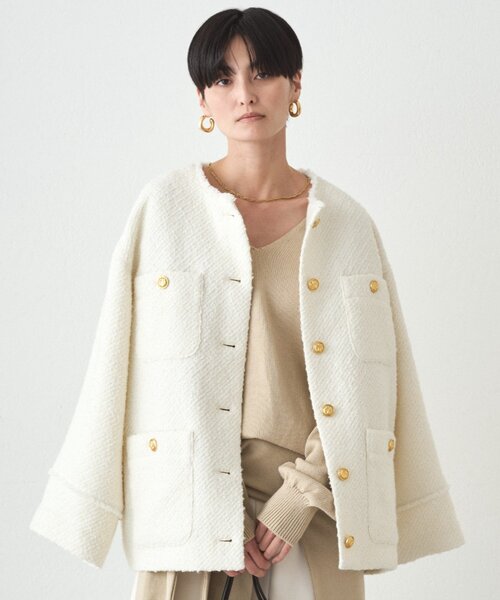 LOUNGEDRESS(ラウンジドレス)の「《ZOZO限定/名品アイテムが復刻!》ツイードジャケット 冬服(ノーカラージャケット・レディース・オフホワイト/ブラック/グレー・FREE)」の16枚目の写真