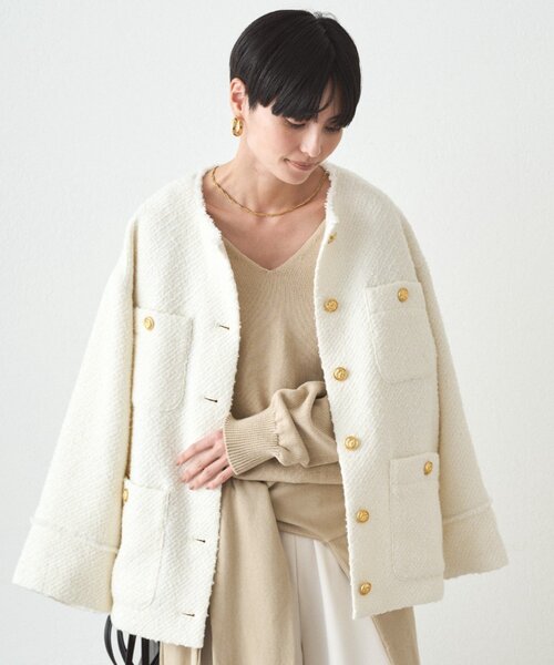 LOUNGEDRESS(ラウンジドレス)の「《ZOZO限定/名品アイテムが復刻!》ツイードジャケット 冬服(ノーカラージャケット・レディース・オフホワイト/ブラック/グレー・FREE)」の17枚目の写真
