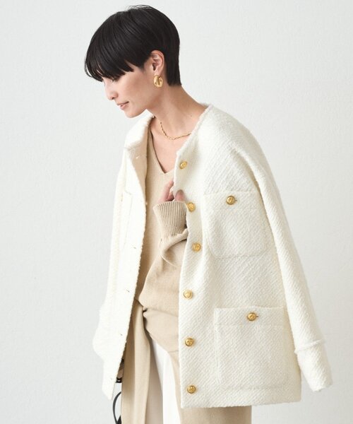LOUNGEDRESS(ラウンジドレス)の「《ZOZO限定/名品アイテムが復刻!》ツイードジャケット 冬服(ノーカラージャケット・レディース・オフホワイト/ブラック/グレー・FREE)」の18枚目の写真