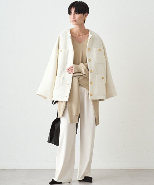 LOUNGEDRESS(ラウンジドレス)の「《ZOZO限定/名品アイテムが復刻!》ツイードジャケット 冬服(ノーカラージャケット・レディース・オフホワイト/ブラック/グレー・FREE)」の21枚目の写真
