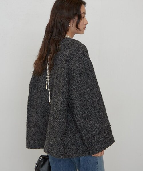 LOUNGEDRESS(ラウンジドレス)の「《ZOZO限定/名品アイテムが復刻!》ツイードジャケット 冬服(ノーカラージャケット・レディース・オフホワイト/ブラック/グレー・FREE)」の7枚目の写真