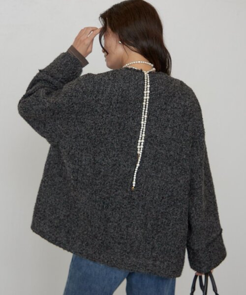 LOUNGEDRESS(ラウンジドレス)の「《ZOZO限定/名品アイテムが復刻!》ツイードジャケット 冬服(ノーカラージャケット・レディース・オフホワイト/ブラック/グレー・FREE)」の8枚目の写真