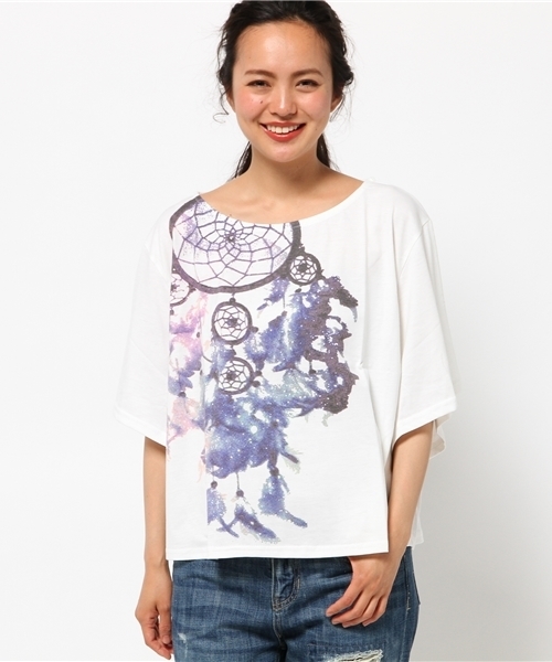 チャイハネ(チャイハネ)の「【チャイハネ】ドリームキャッチャーカットソートップス(Tシャツ/カットソー・レディース・ホワイト/グレー/ベージュ・FREE)」の2枚目の写真