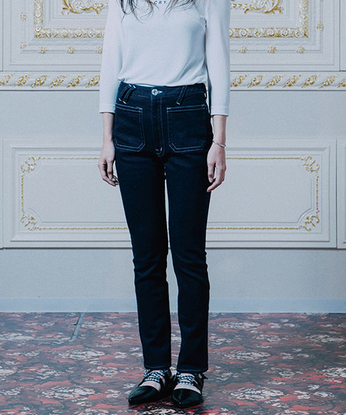 made in HEAVEN（メイドインヘブン）の「Jean Seberg JEAN スキニージーンズ（デニムパンツ・レディース・インディゴブルー/ライトブルー・0/1）」の2枚目の写真