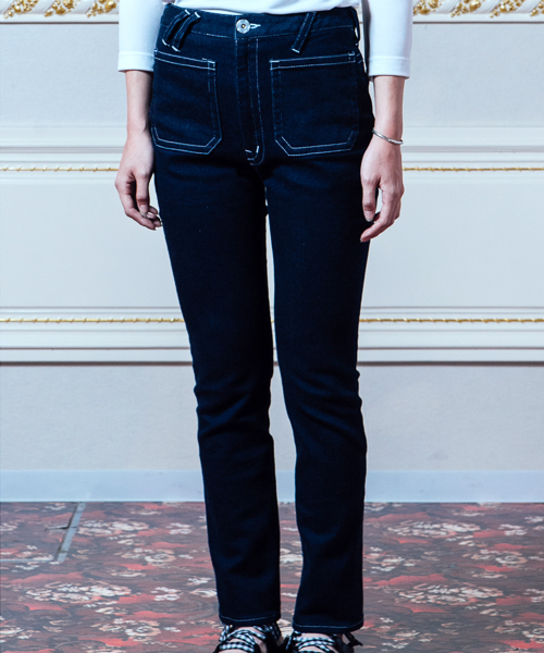 made in HEAVEN（メイドインヘブン）の「Jean Seberg JEAN スキニージーンズ（デニムパンツ・レディース・インディゴブルー/ライトブルー・0/1）」の6枚目の写真