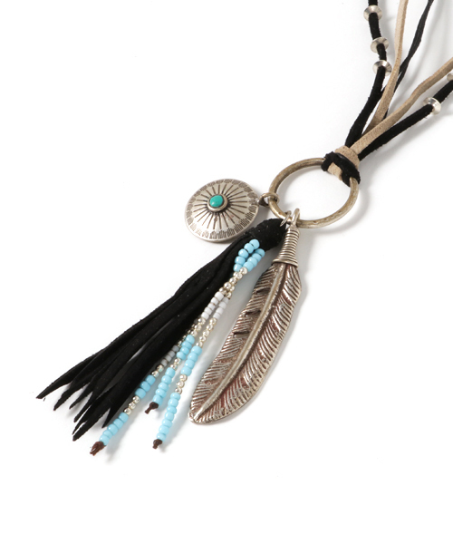 チャイハネ（チャイハネ）の「【チャイハネ】フェザー＆フリンジ★コンチョネックレス（ネックレス・レディース・シルバー/ゴールド・FREE）」の4枚目の写真