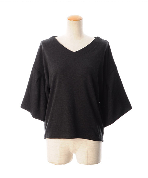 Luz Llena (philter)（ラズレナ　フィルター）の「[made in Japan][ウール混]タックフレアスリーブ・ニットソートップス（Tシャツ/カットソー・レディース・ブラック/カーキ/レンガ・MEDIUM）」の6枚目の写真