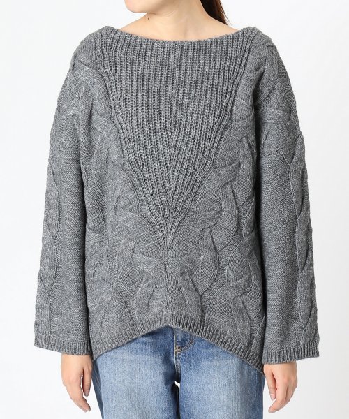 FIGARO Paris（フィガロパリ）の「アルパカ混 BIGケーブルプルオーバー◆（ニット/セーター・レディース・グレー/キナリ・FREE）」の5枚目の写真