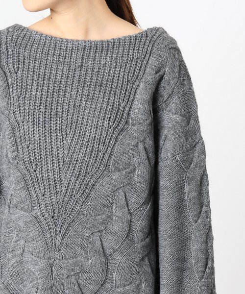 FIGARO Paris（フィガロパリ）の「アルパカ混 BIGケーブルプルオーバー◆（ニット/セーター・レディース・グレー/キナリ・FREE）」の8枚目の写真