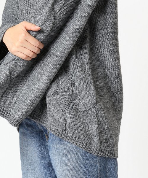 FIGARO Paris（フィガロパリ）の「アルパカ混 BIGケーブルプルオーバー◆（ニット/セーター・レディース・グレー/キナリ・FREE）」の11枚目の写真