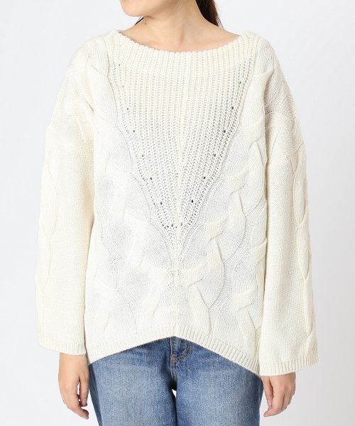 FIGARO Paris（フィガロパリ）の「アルパカ混 BIGケーブルプルオーバー◆（ニット/セーター・レディース・グレー/キナリ・FREE）」の14枚目の写真