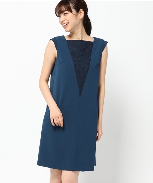 N.（N. Natural Beauty Basic）（エヌエヌナチュラルビューティーベーシック）の「フロントレースサックワンピース（ワンピース・レディース・ブラック/ブルー・MEDIUM）」の2枚目の写真