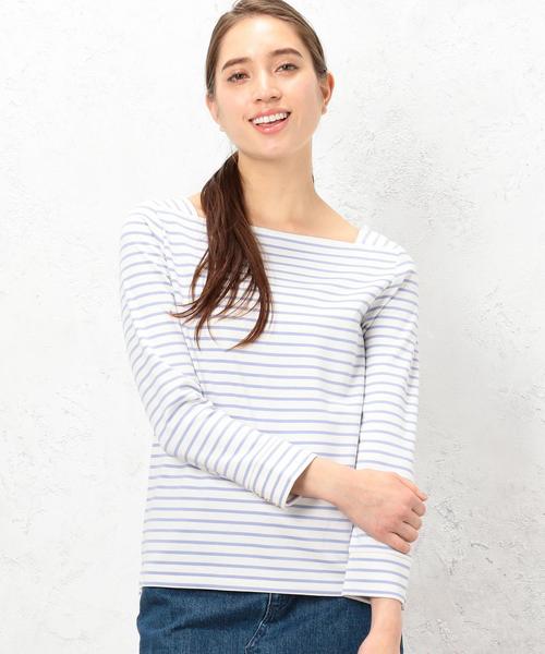 green label relaxing(グリーンレーベルリラクシング)の「KF リップルBOR スクエア/N POカットソー◆(Tシャツ/カットソー・レディース・オフホワイト/コバルトブルー/ネイビー・FREE)」の3枚目の写真